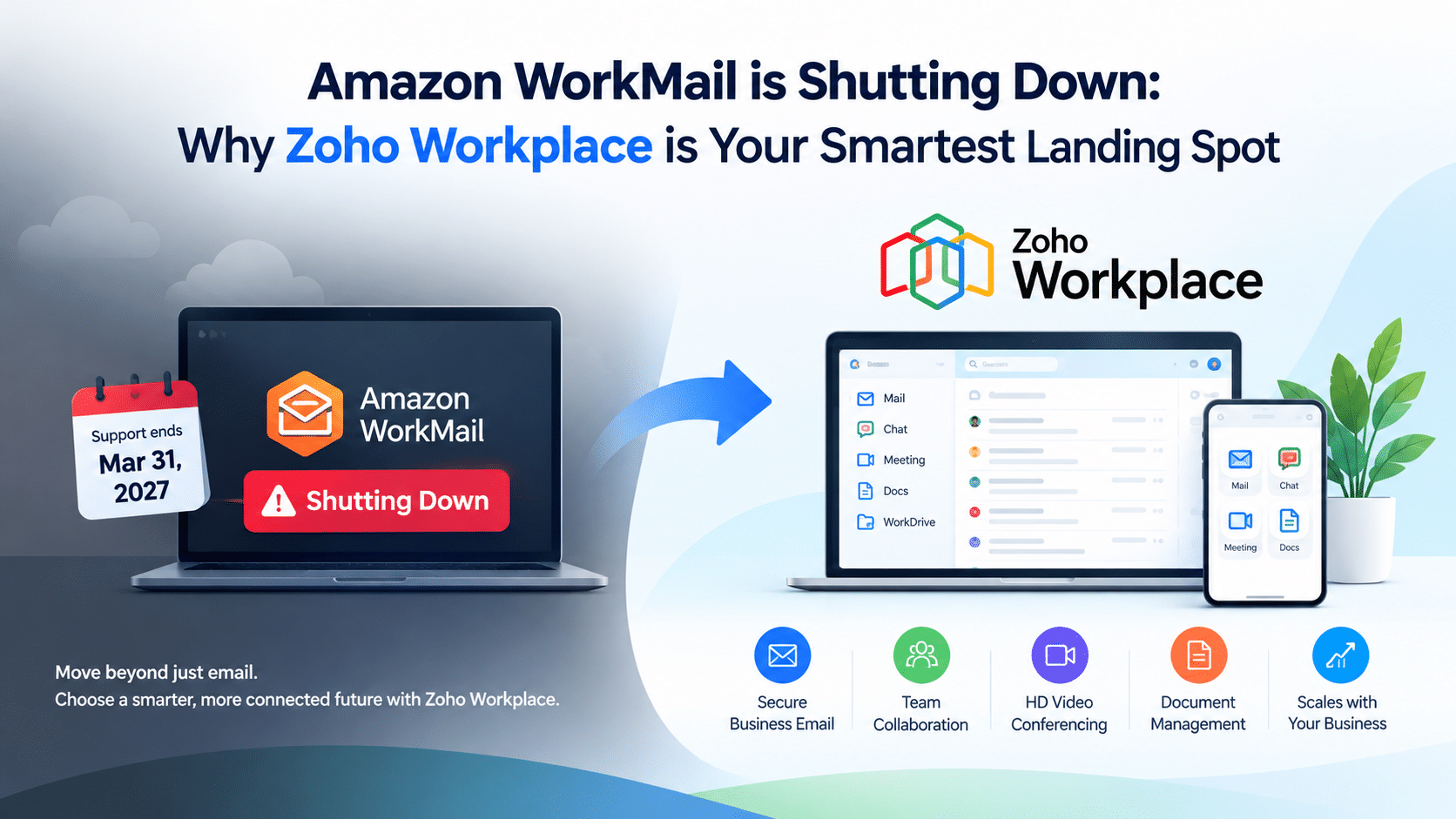 Amazon WorkMail is Shutting Down: Why Zoho Workplace is Your Smartest Landing Spot